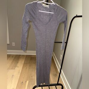 ASOS DESIGN Petite v neck rib knitted midi dress